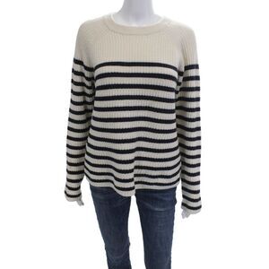 Joseph Unisex Beige Striped Crew Neck Pullover Long Sleeve Size M